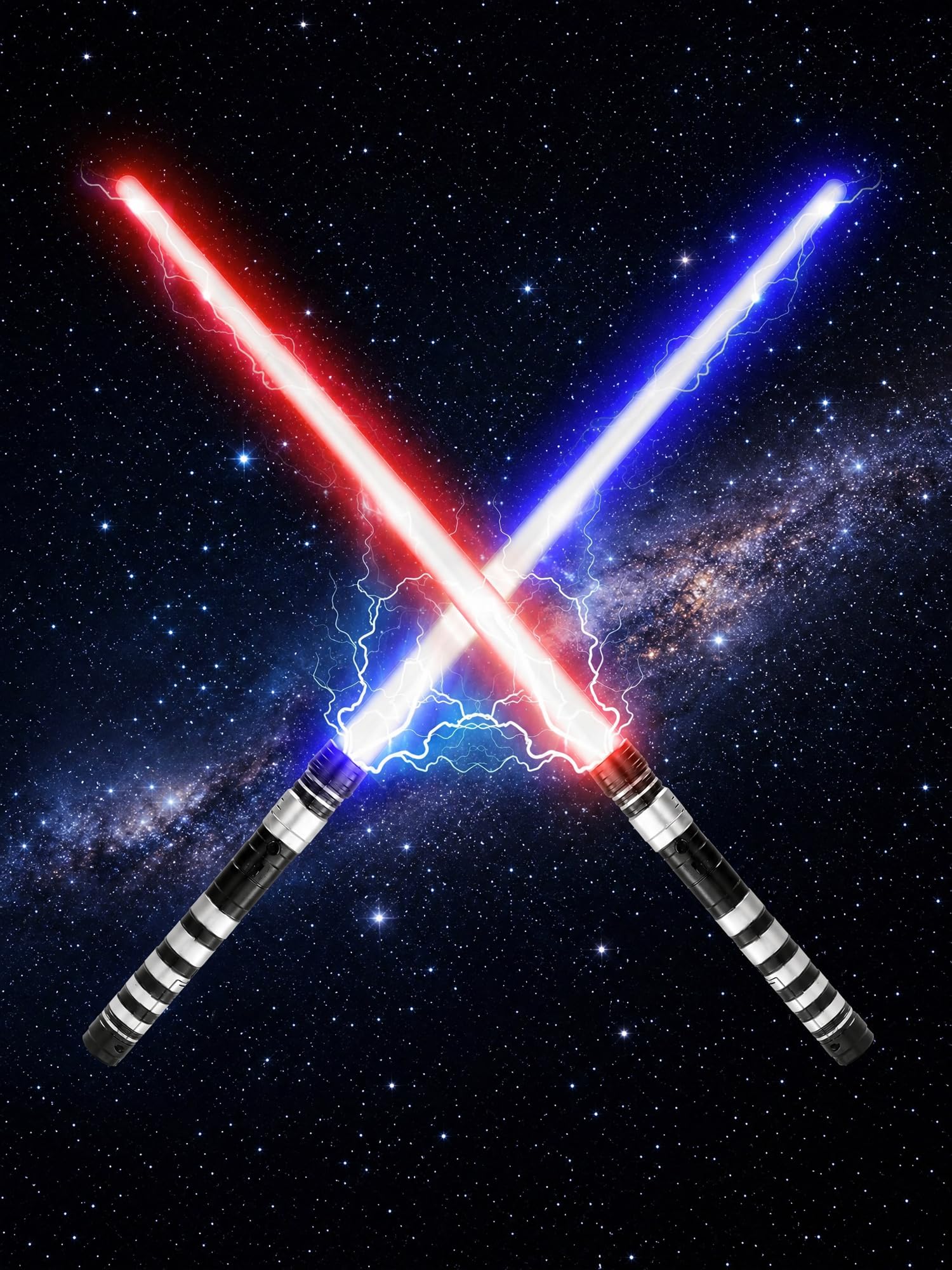 2 Pack Light Sabers Adult and Kids Retractable Lightsaber Motion Activated 7 Colors Sound Vibration Safe Durable Toy Lightsaber with Sound Gift for Boys Ages 5+