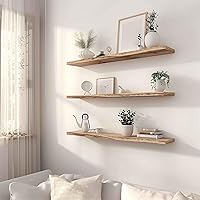 Vista 2 de Estantes flotantes de madera para pared, estantes rústicos de pared para dormitorio, estante flotante montado en la pared, juego de 4 color nogal