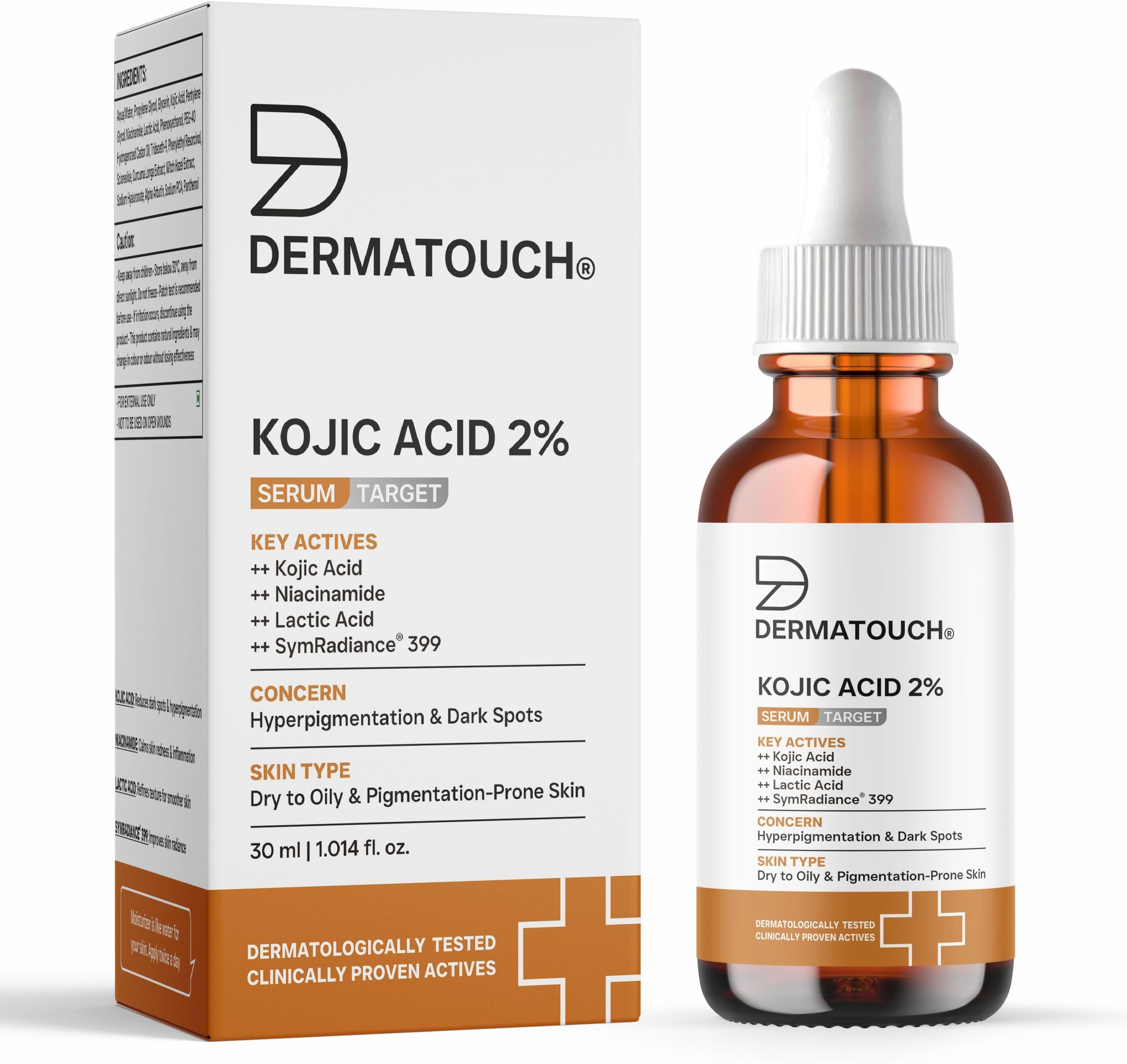 DERMATOUCH Kojic Acid 2% Serum | Best For Hyperpigmentation & Uneven Skin Tone | For Both Men & Women | 30.00 ml (Pack of 1)
