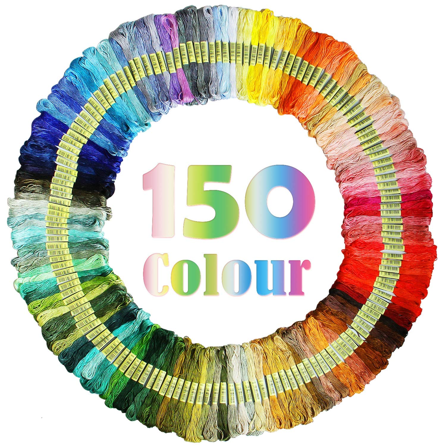 ATDAWNRainbow Colour Embroidery Thread,Cross Stitch Threads, Bracelets Floss, Crafts Floss, 150 Skeins