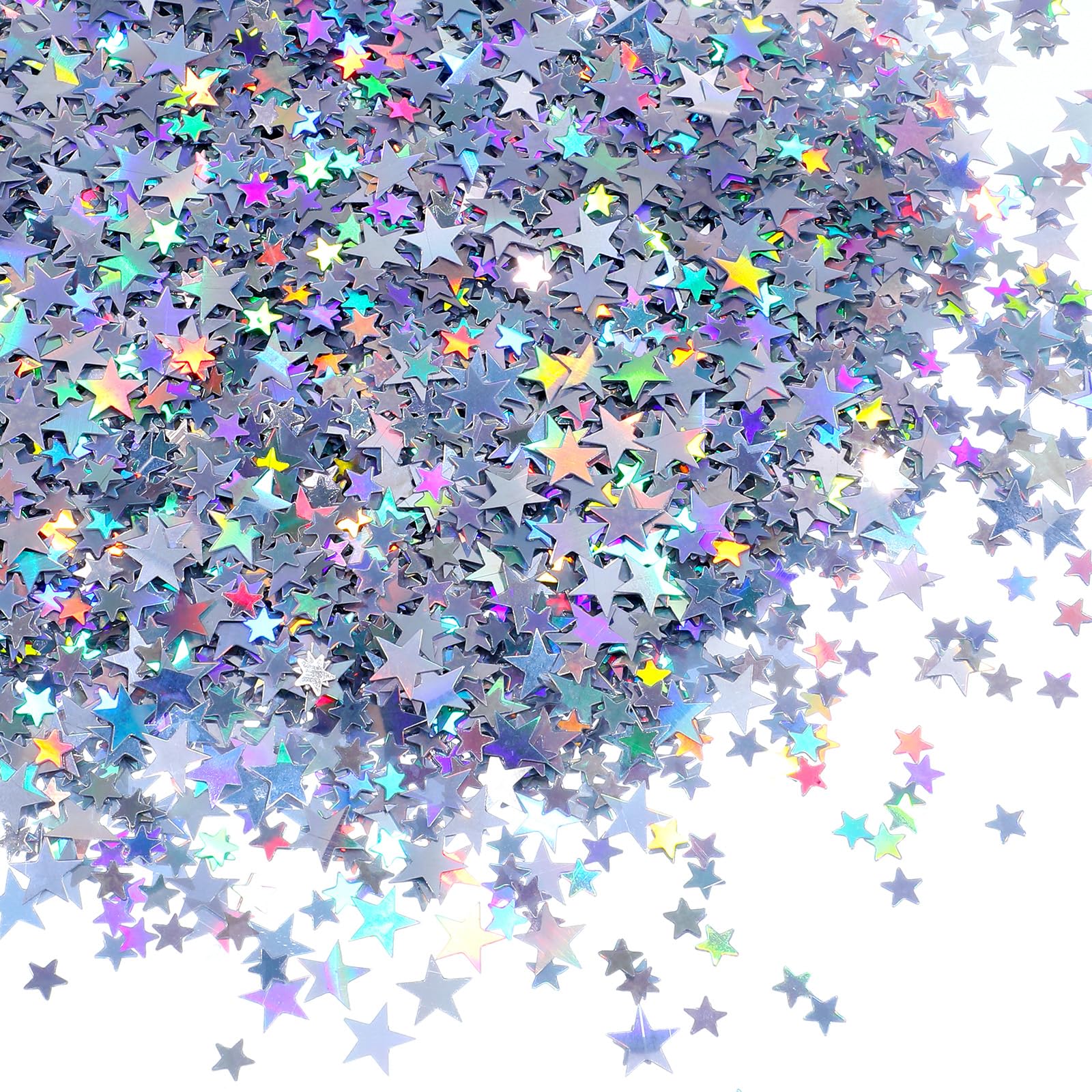 60g Star Confetti, Metallic Foil Glitter Stars, Silver Shine Party Table Confetti, Perfect for Wedding Birthday Party Halloween Christmas DIY Decorations