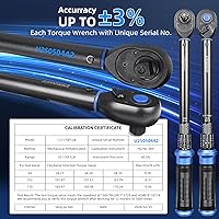 Vista 3 de Llave dinamométrica de 1/2 pulgada con clic de doble dirección, llave dinamométrica profesional de clic de doble dirección 10-170