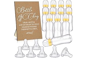 Bottle Chug Signs and Trophy for Baby Shower Favor Rustic Kraft 12 Bottles