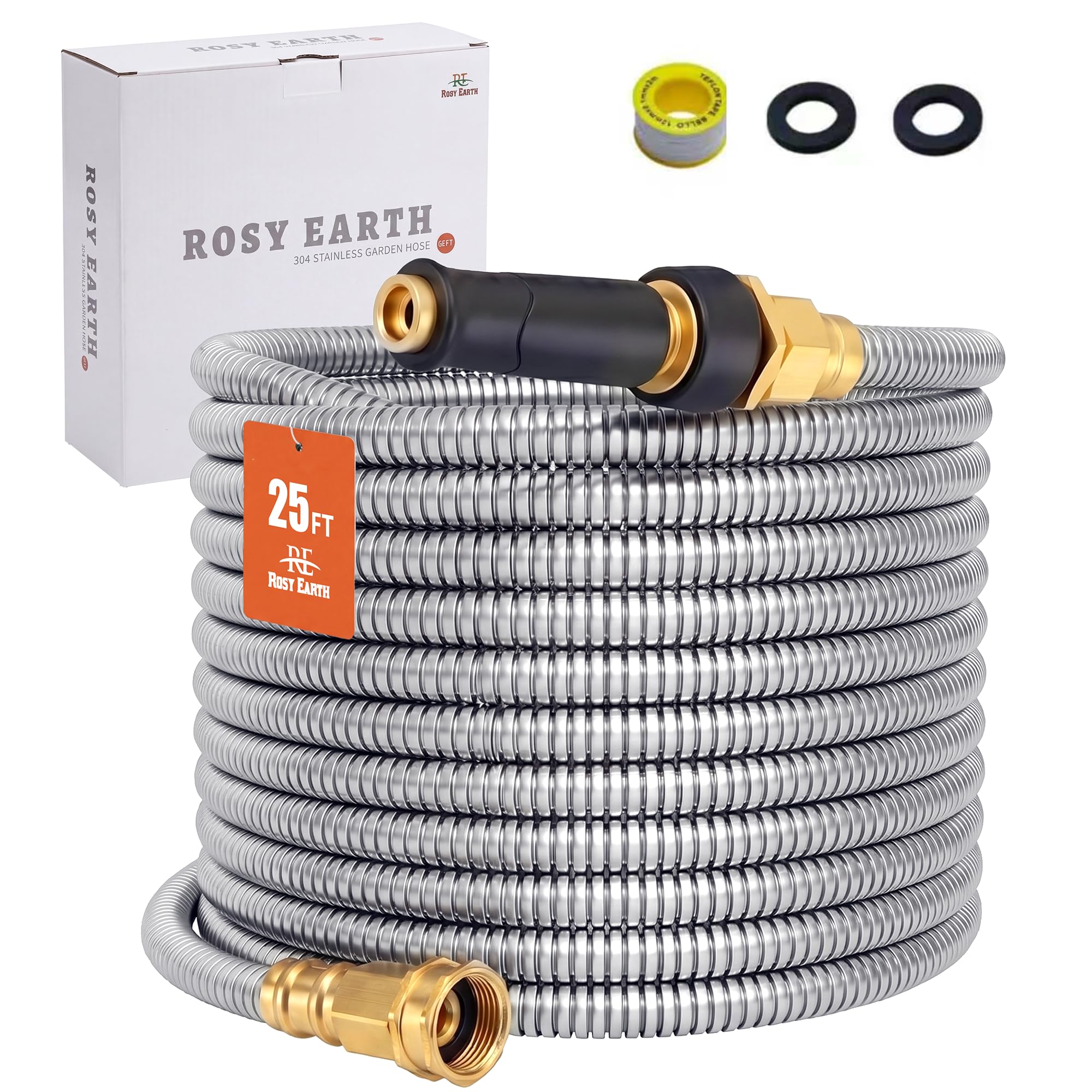 Rosy Earth Metal Garden Hose 25 FT expandable hose