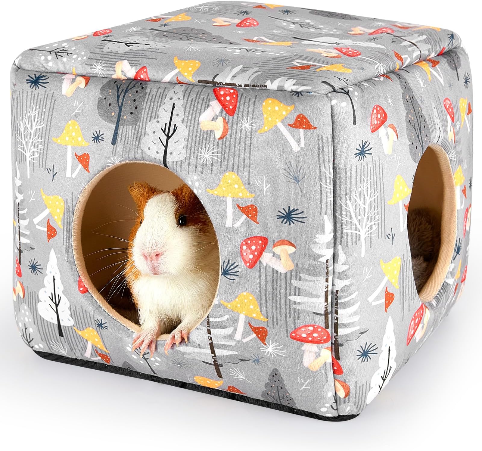 BienbeeGuinea Pig Hideout, Washable Guinea Pigs House Cozy Guinea Pigs Bed for Small Pet Bunny/Rabbit/Hamster/Chinchilla Guinea Pig Accessories Mushroom
