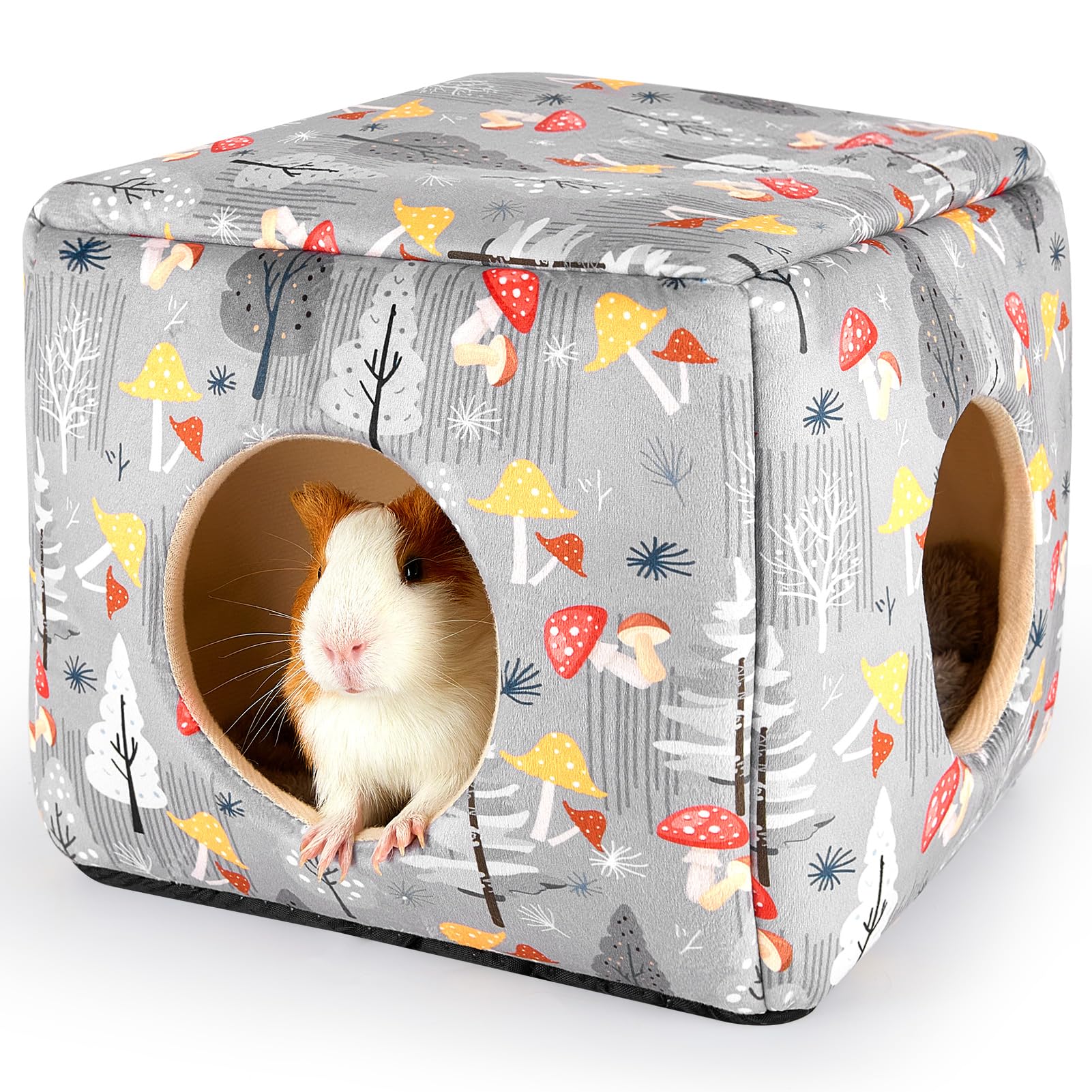 BienbeeGuinea Pig Hideout, Washable Guinea Pigs House Cozy Guinea Pigs Bed for Small Pet Bunny/Rabbit/Hamster/Chinchilla Guinea Pig Accessories Mushroom
