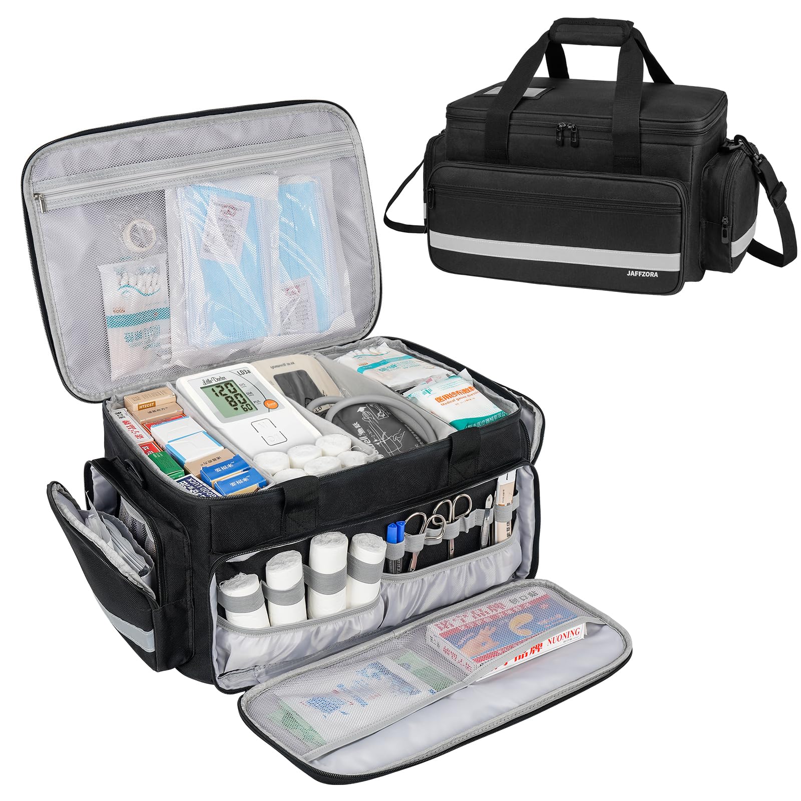 Sponsored Ad - Medical Bag, Medical Equipment Case Empty, Large Home Health Nurse Bag with Shoulder Strap, Medication First Aid Organizer for Therapist, Doctors, Nursing Students (Black)