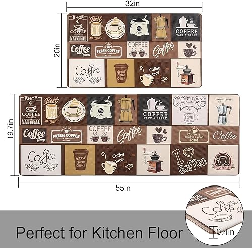 Miniatura 9 de Buffalo Plaid Kitchen Mat Sets 2 Piece Non Skid Waterproof Kitchen Rugs and Runner Sets Cushioned Anti-Fatigue Comfort Mat for Home & Office,