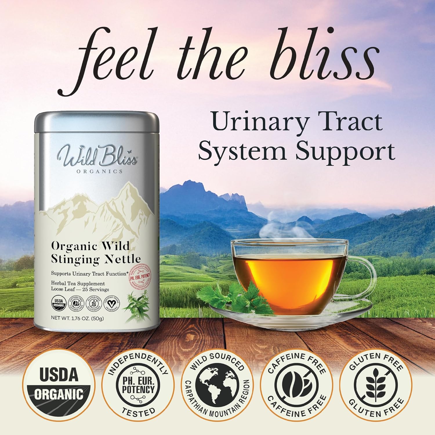 Wild Bliss Organic Wild Stinging Nettle Leaf Tea - Caffeine Free Loose Leaf Herbal Tea - 1.76 Oz - 25 Servings - Image 2