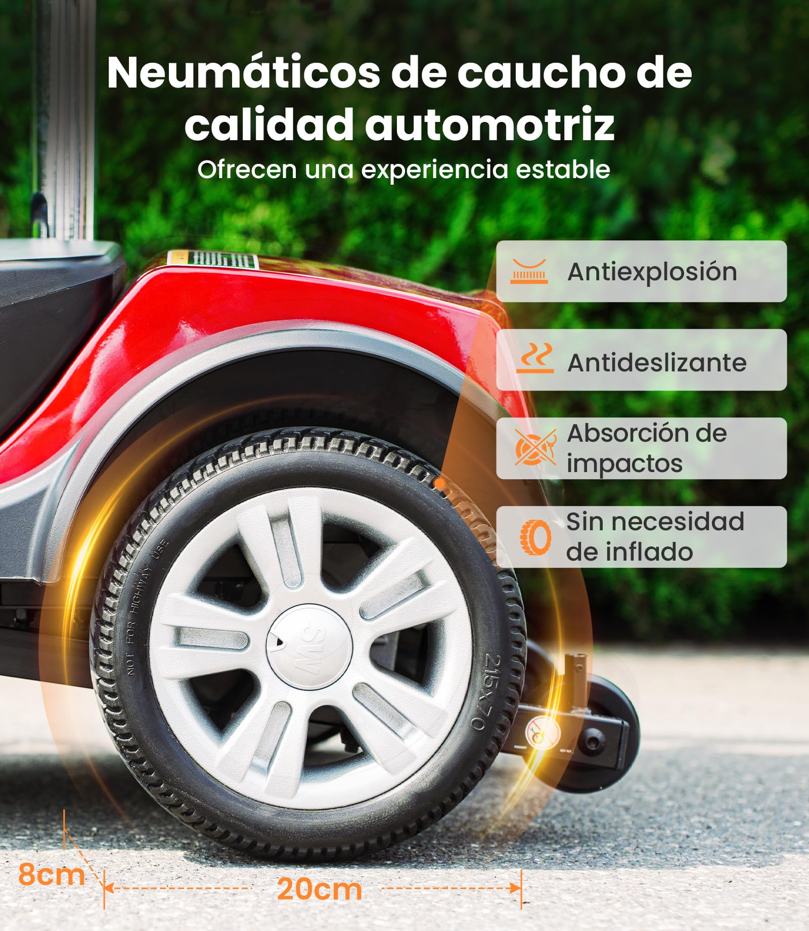 VOCIC D51 Scooter de movilidad plegable 136KG,Movilidad scooter de 4 ruedas estable Rojopara personas mayores de alcance de 15KM con Neumáticos Antipinchazos para todo terreno,apoyo 5 Años| Rojo