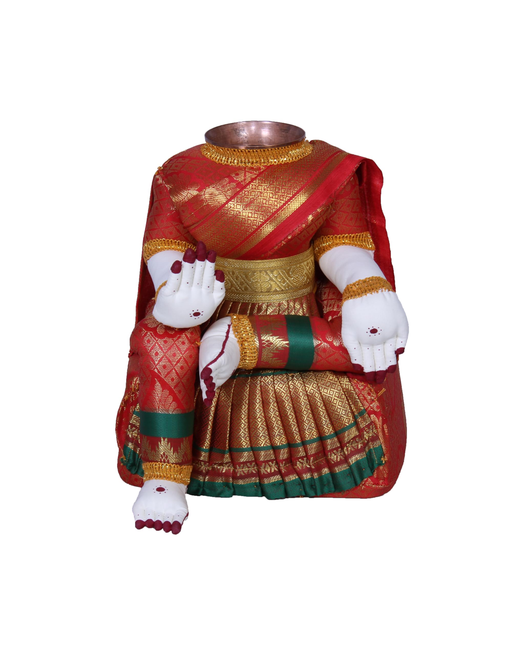 SAMRIDHI Fabric Saree Varalakshmi Idol for Pooja (12" Height, 9.5" Width) Idol(Red)-image-7