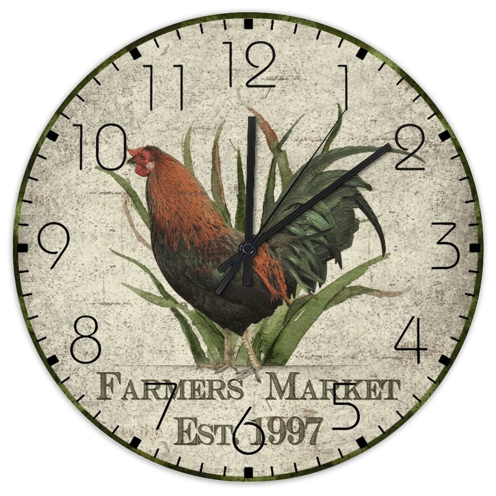 Horloge murale en bois sans tic-tac silencieuse pour bureau et chambre rustique 30 cm