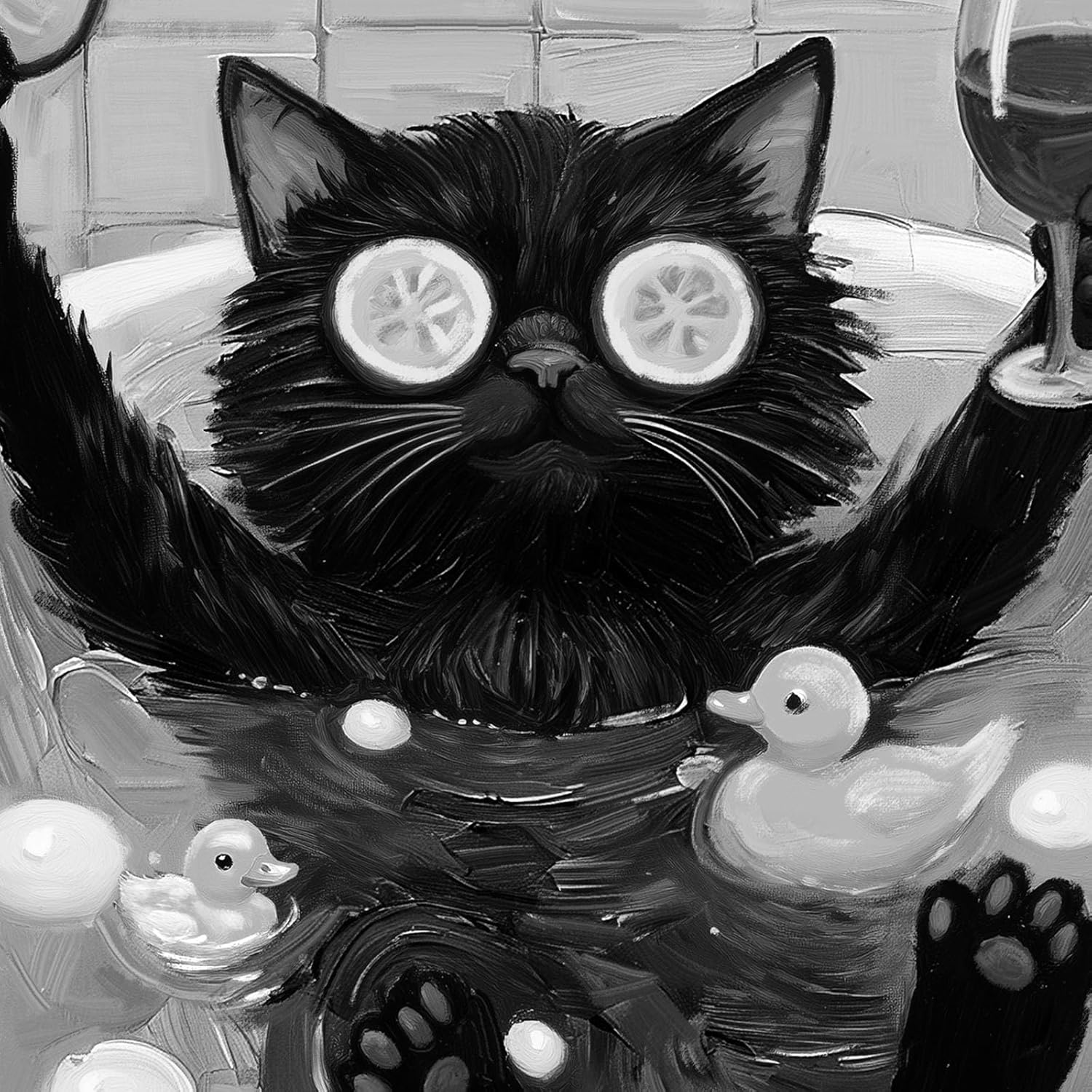 Framed Funny Cat Wall Art for Bathroom Decor, Set of 4 Piece Black and White Animal Prints Artwork for Walls, Fun Cute Black Cat Pictures for Bathroom Wall Decor 11x14 Inch - Image 5