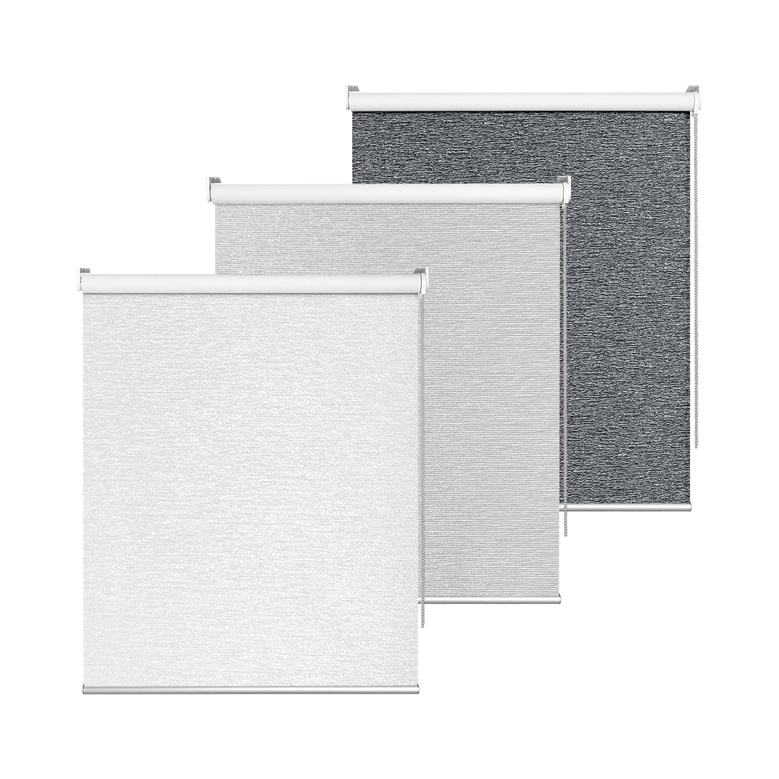 ALLBRIGHT 100% Blackout Roller Blinds for Windows, Shades for Indoor Windows with Striped Jacquard, UV Protection Fabric, Window Shades for Home,Office, Easy to Install, Gray, 20" W X 72" H