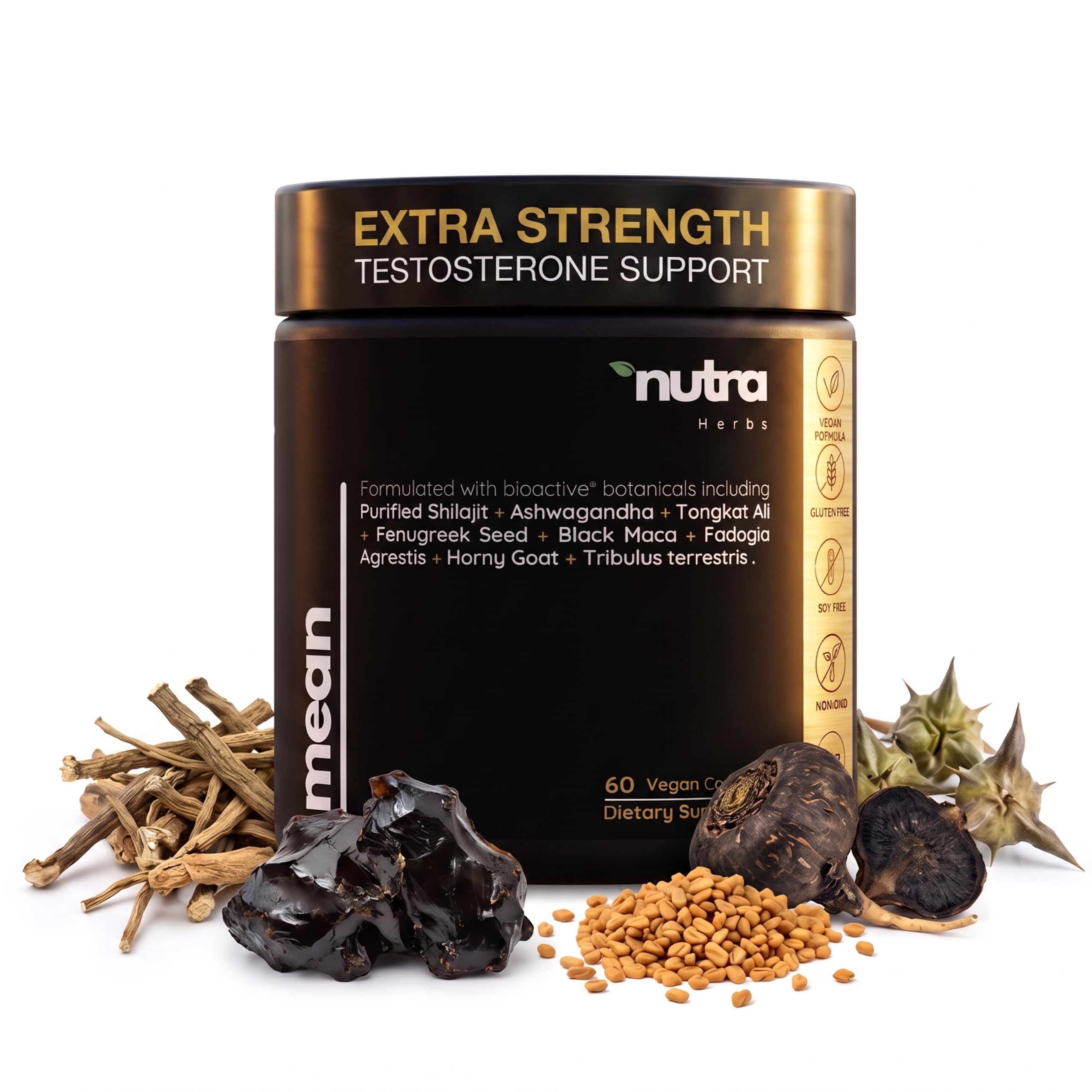 Men's Testosterone Support–Extra Strength - Tongkat Ali Fadogia Agrestis Ashwagandha Shilajit - Muscle Support Energy Stamina Performance - Fenugreek Maca Tribulus - 60 Vegan Capsules 1