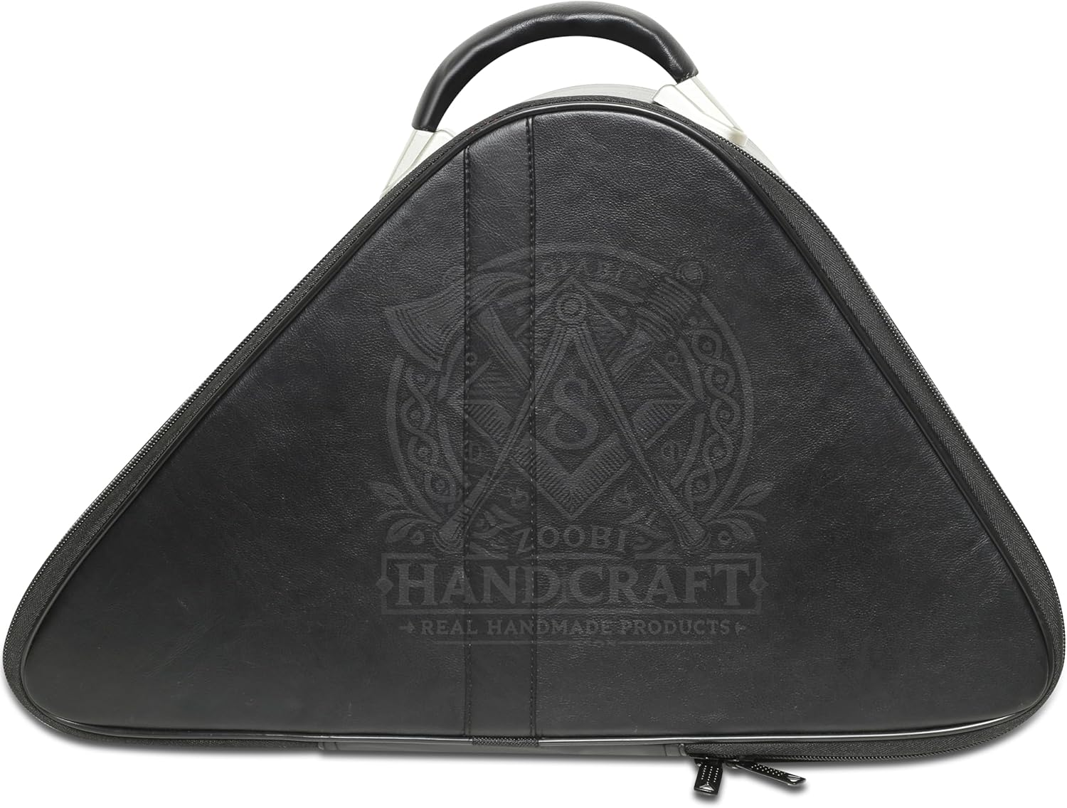 Freemason Knight Templar Chapeau Case – Black Faux Leather Masonic Hat Carrying Case with Red Velvet Interior & Leather Handle – 19x11.5x7 Inches