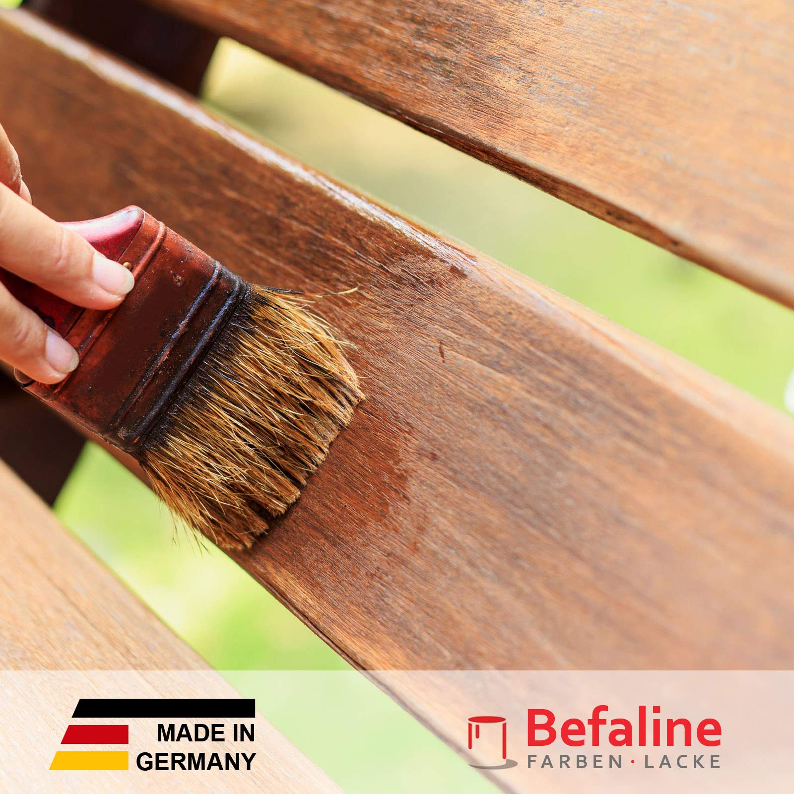 BEFA-15 Premium 1K Vernis transparent PU pour bois et métal I 2,5 l Rouge feu brillant I Vernis résistant pour bateau, escalier et parquet pour intérieur et extérieur I Protection UV sans
