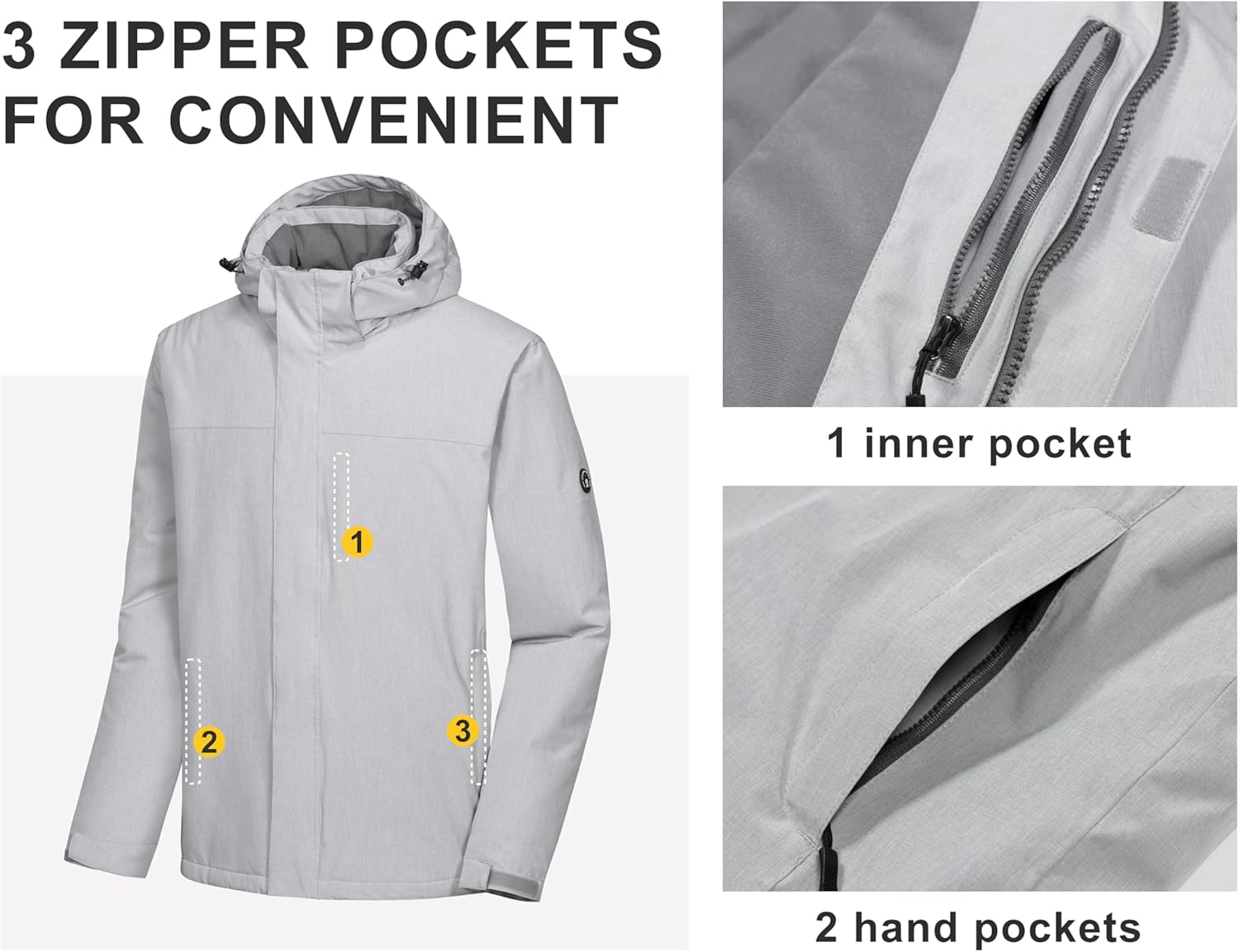 Little Donkey Andy Men's Waterproof Ski Snowboarding Jacket Windproof Warm Coat with Detachable Hood - Image 5