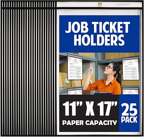 Stitched Shop Ticket Holders, 11 x 17 pulgadas, paquete de 25, transparente frontal y trasero