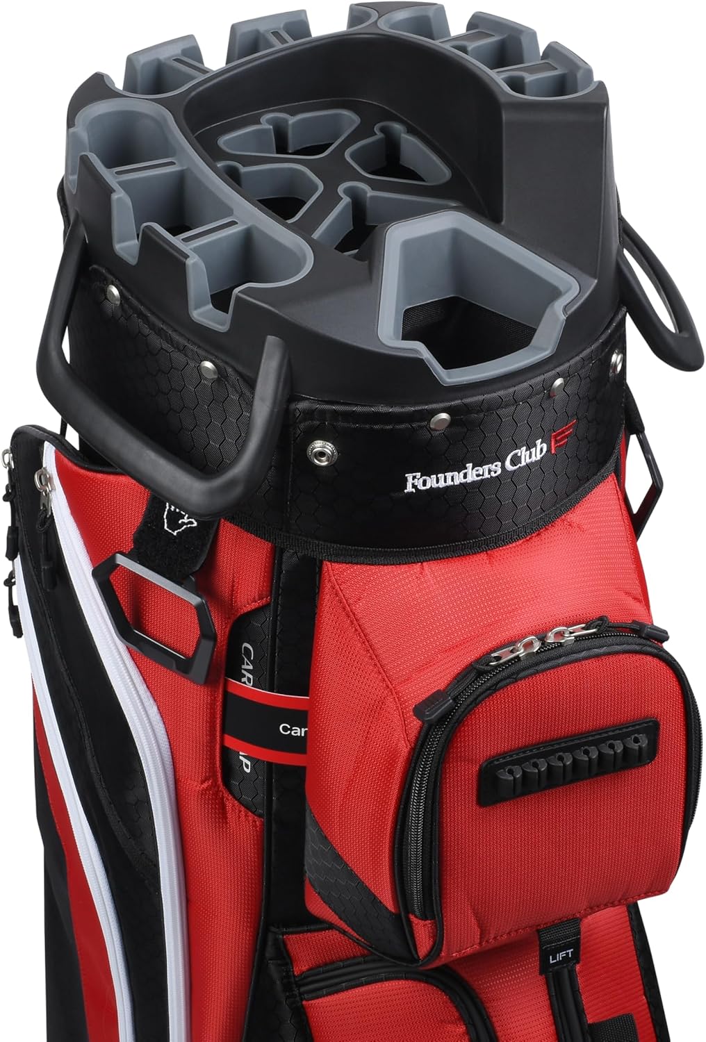 Founders Club 4th Generation Tour Series Club Lock Organizer Golf Cart Bag for Men with 14 Way Anti Rattle Divider Top- Free Snap On Rain Hood-Full Length Dividers