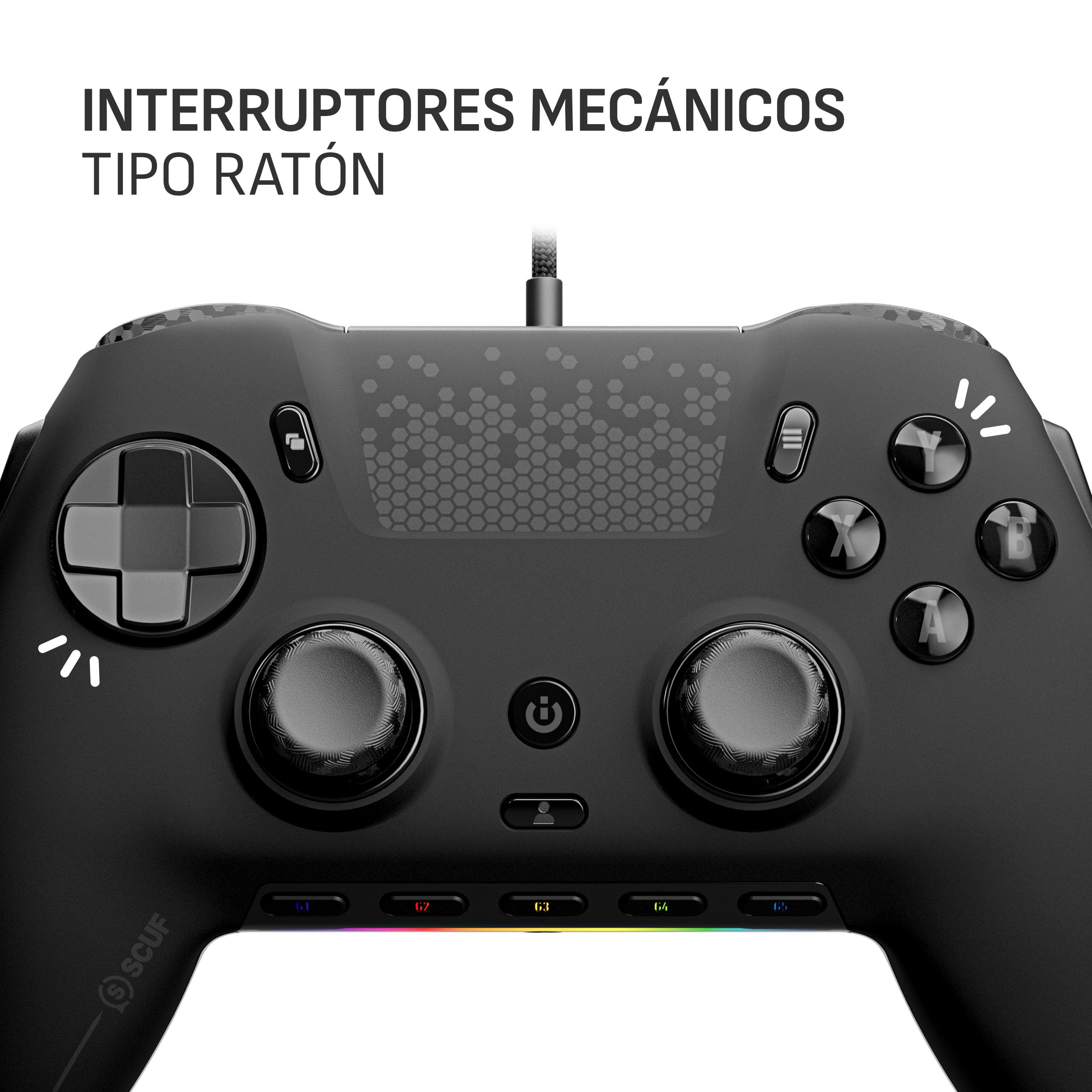 Scuf ENVISION Controlador para Juegos con Cable de Sólo PC - Cinco Teclas G Extraíbles - Palancas Traseras Extraíbles - Compatible con iCUE - Negro