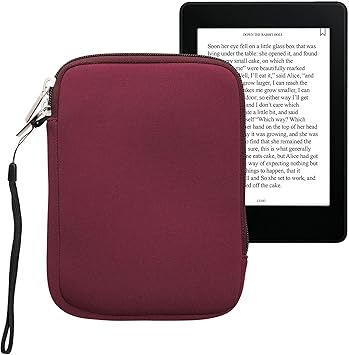 kwmobile Neoprene e-Reader Pouch Size 6" eReader - Universal eBook Sleeve Case with Zipper - Berry - Thumbnail 2