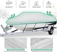Vista 4 de Cubierta para Barco Impermeable de PU 1200D Resistente, 14'-16' Lona de Poliéster de Grado Marino Remolcable, Se Adapta a Barcos de 14-16 pies