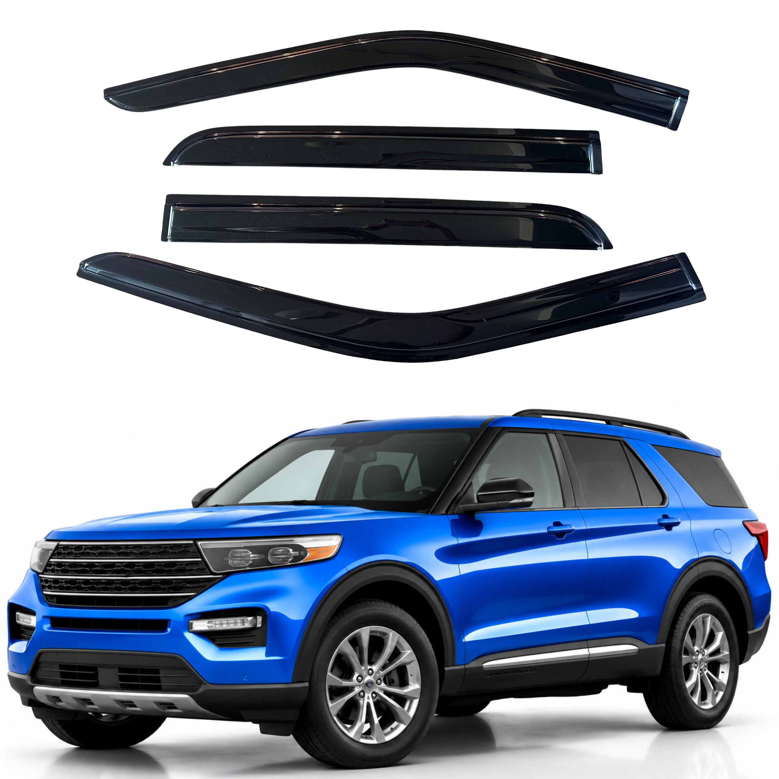 IG Window Visors Fit for 2020-2026 Ford Explorer, Out-Channel Rain Guards Vent Wind Deflectors 4PC, Car Accessories for 20-26 Explorer