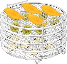 Air Fryer Dehydrator Rack, Compatible with Ninja Foodi 6.5Qt & 8Qt Food Grade Stainless Steel Stand Accessories, 5 Stackable Dehydrating Rack Grill for Air Fryer Oven Pets