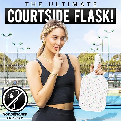Miniatura 4 de GoSports Sip N' Serve Pickleball Paddle Flask (20 onzas)  Frasco de viaje con alcohol oculto  Divertido regalo de licor  Incluye embudo y boquilla