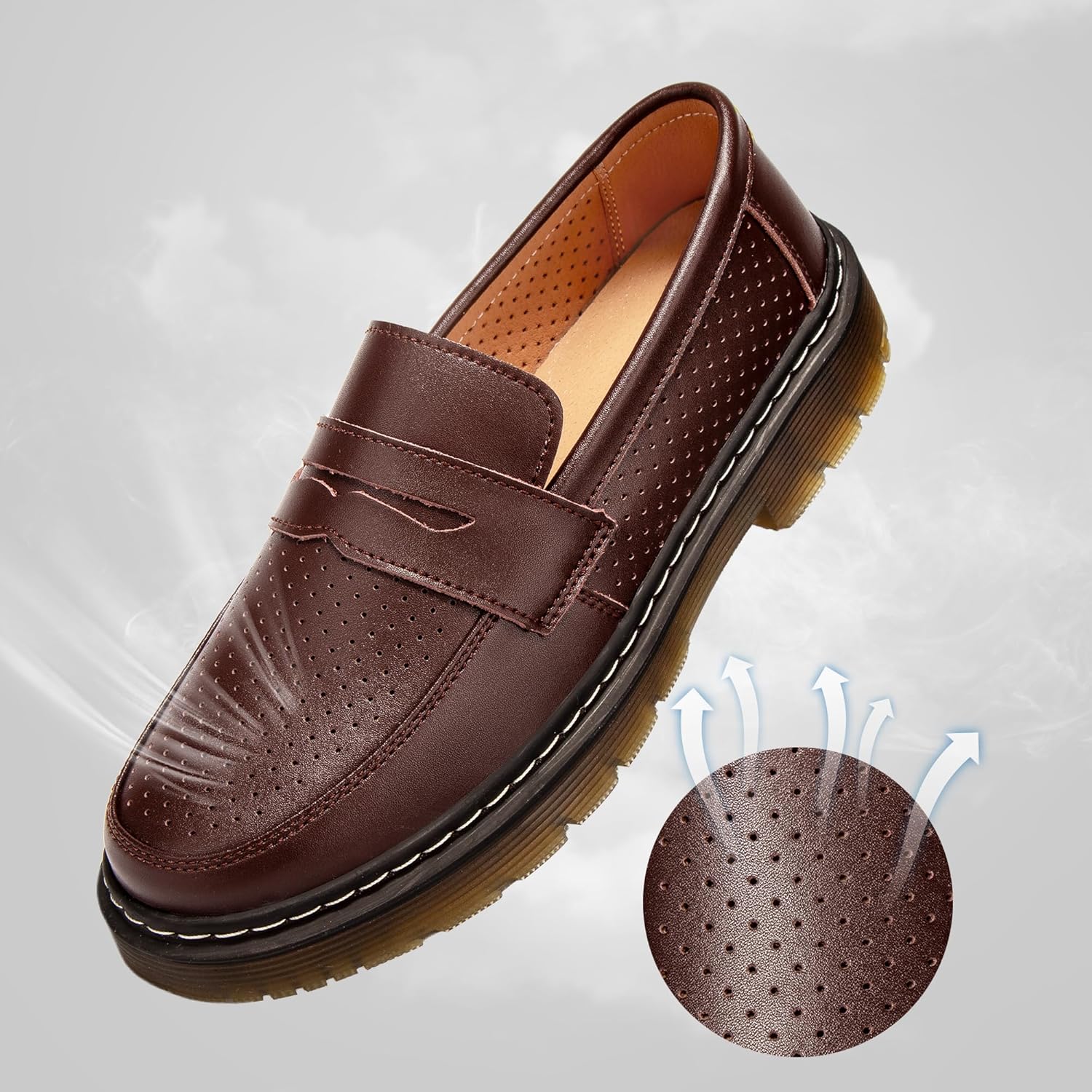 Women's Penny Loafers Breathable Perforated Loafers for Women - Image 5