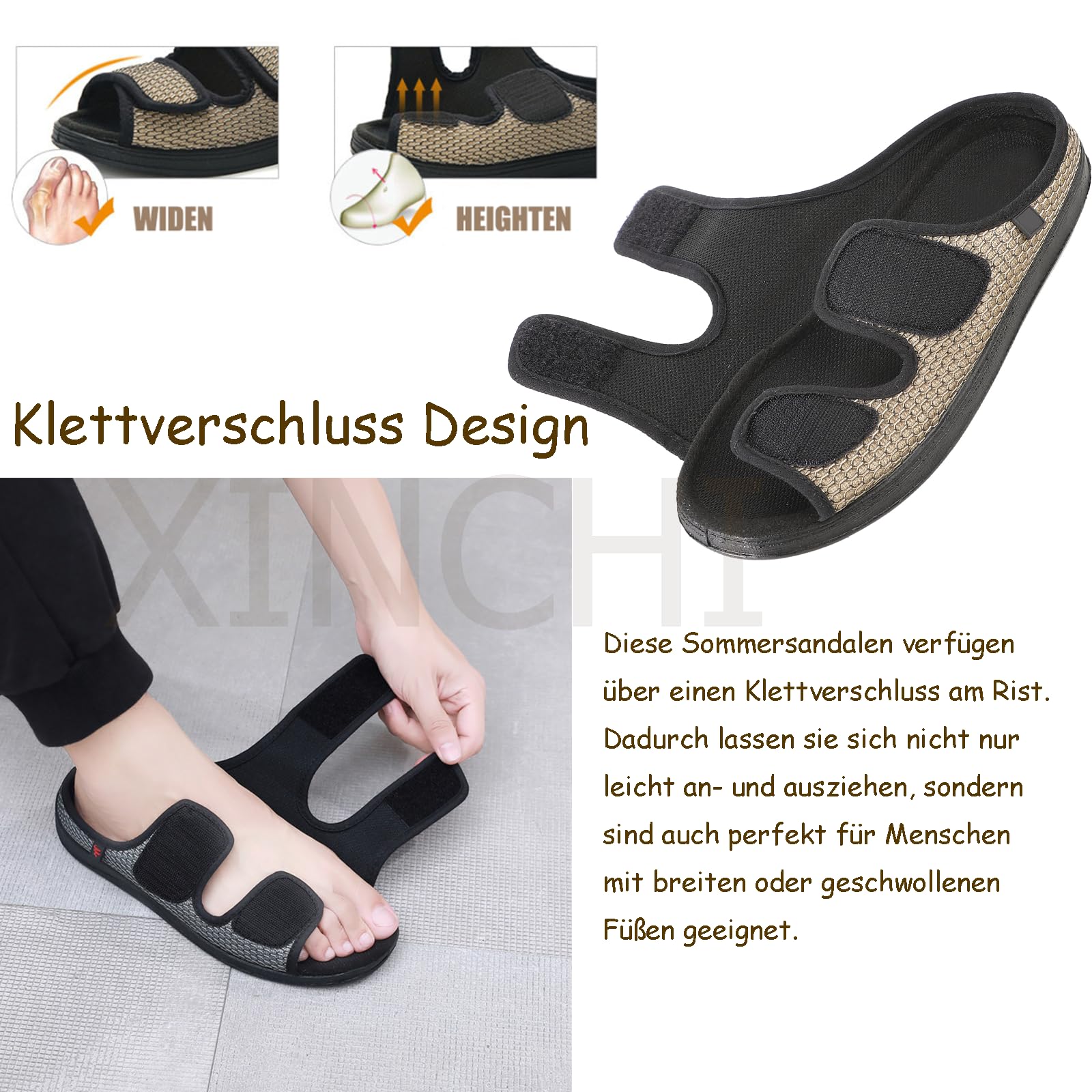 Diabetiker Hausschuhe Männer Geschwollene Füße Orthopädische Schuhe | Therapieschuhe Rehaschuhe Ältere Bequem Memory Schaum Gesundheitsschuhe Senioren Schuhe Klettverschluss 38-46 EU