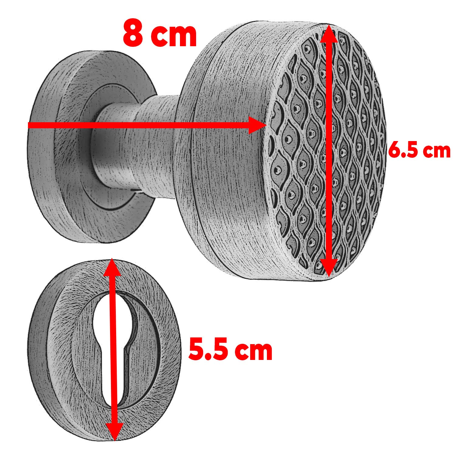 Badem10 Linda Dış Kapı Tokmağı Topuzu Kolu Metal Tokmak Siyah Kapı Kolu Yale Sağa Sola Uygun 1 Takım