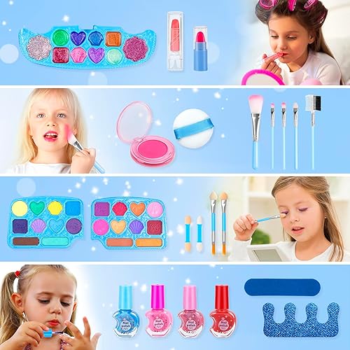 Miniatura 2 de Kit de maquillaje para niñas, 50 piezas, kit de maquillaje para niños, juego de maquillaje lavable real probado con caja portátil, juego de
