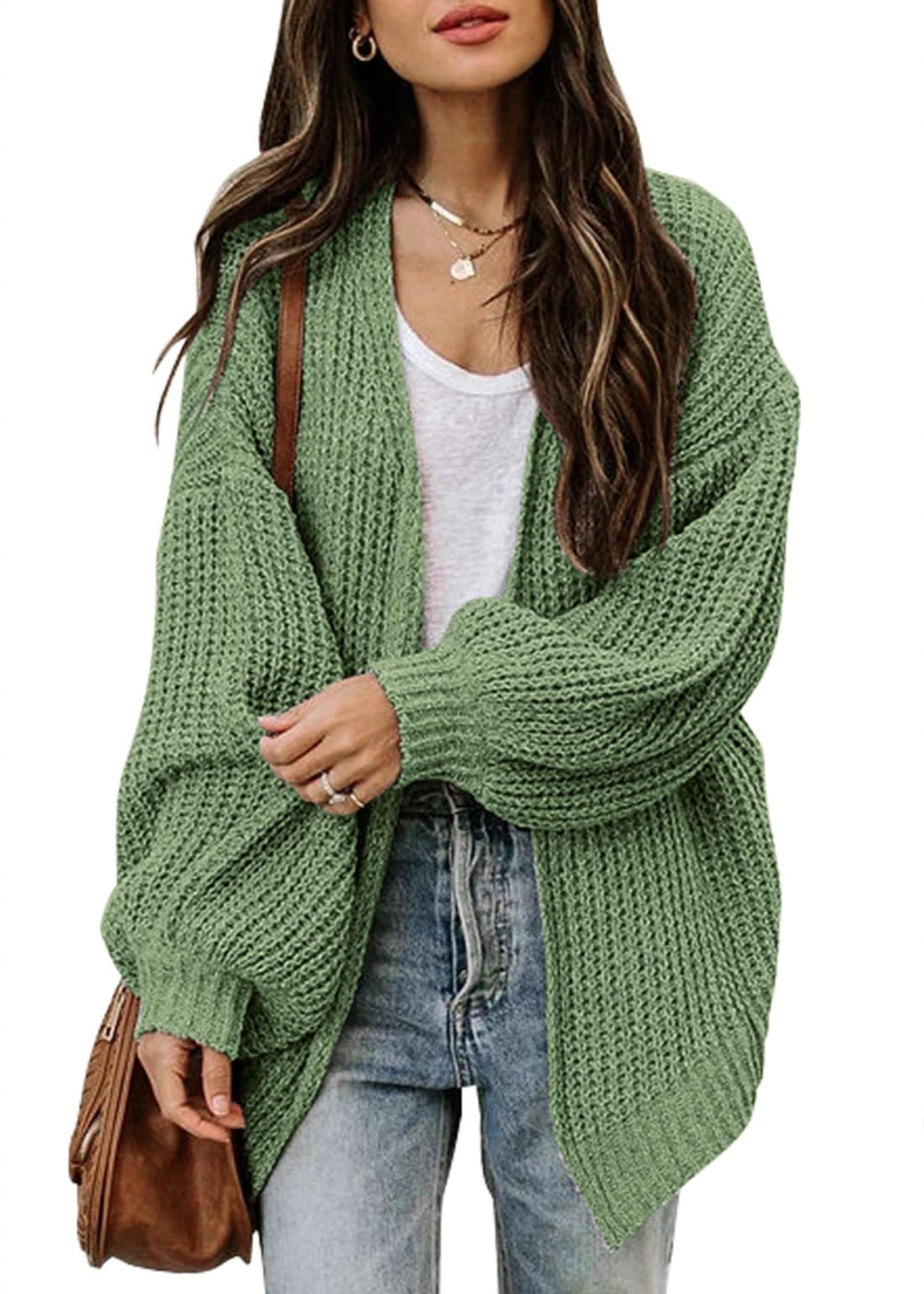 Jhsnjnr Strickjacke Damen Dicke Offene Front Strickmantel Oversize Pullover Herbst Langarm Grobstrick Warme Cardigan