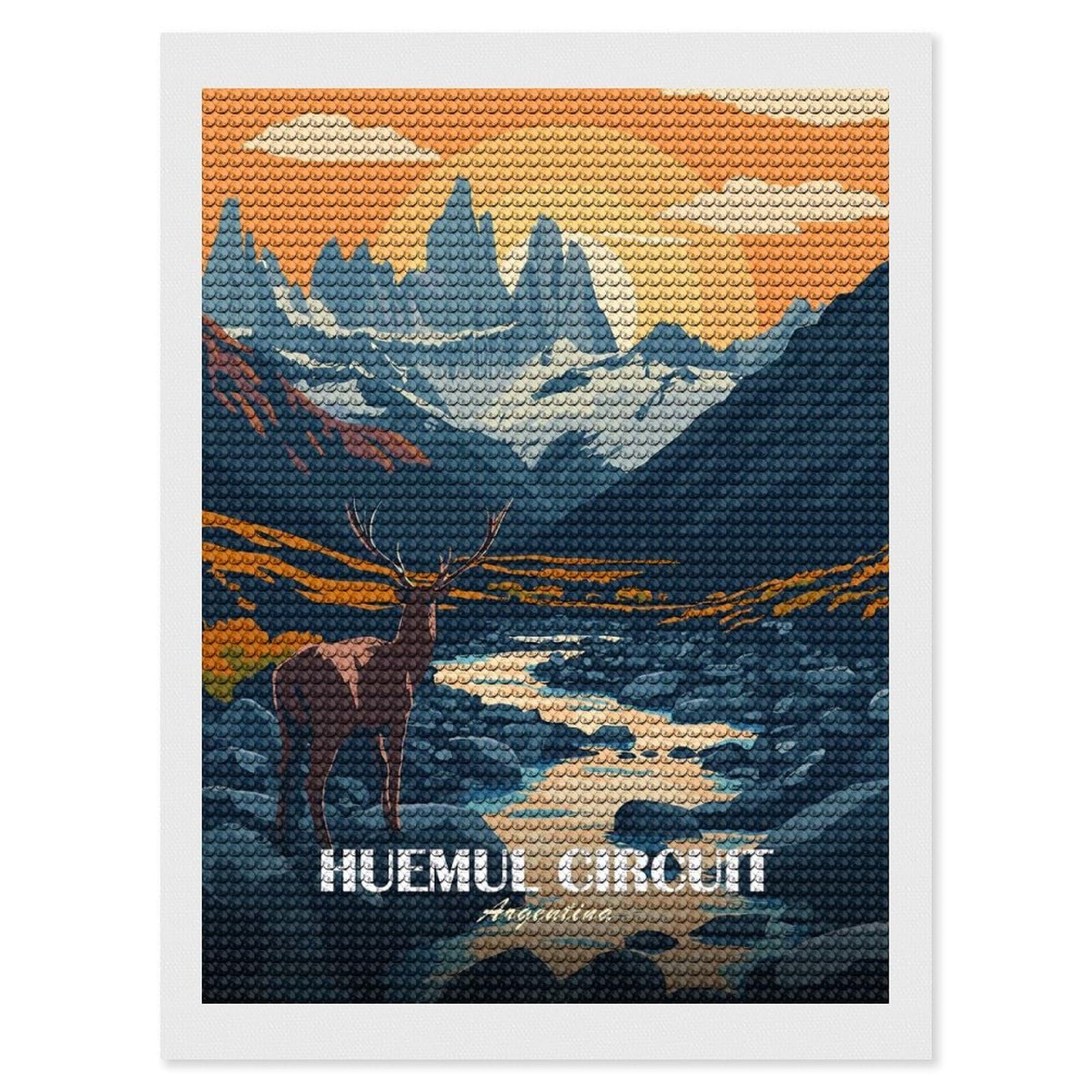 Junmoney Huemul Circuit Argentina Landscape Diamond Art Kit 12"x16", Bedroom Decor, Adhesive Canvas, Full Kit Included, Thoughtful Present, Birthday Gift