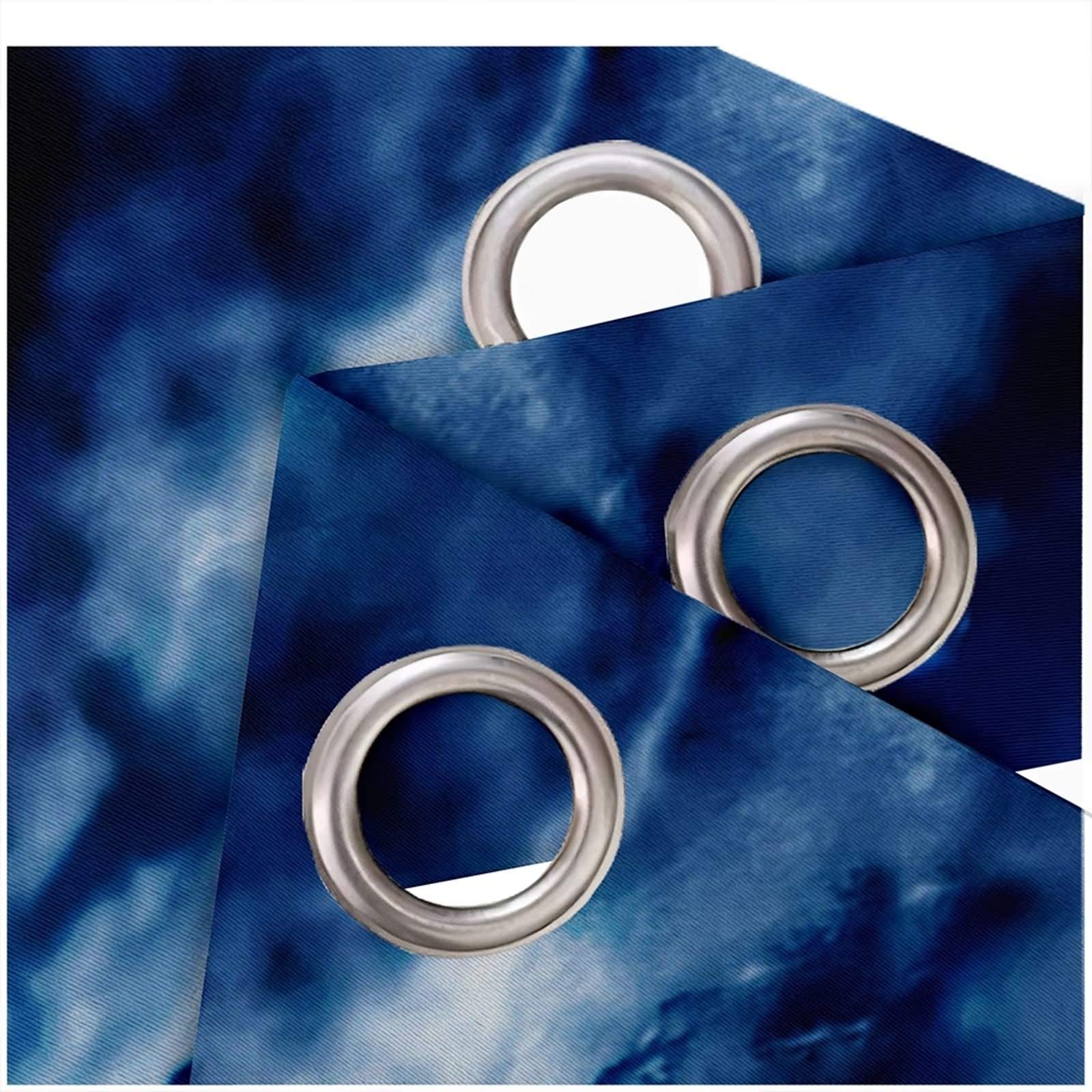KnSam Rideau de Fenêtre Occultant à Oeillet Moderne pour Chambre Salon, 107x138CM x 2PCS, Rideau Imprimé Lune et Nuages Bleu Foncé Blanc