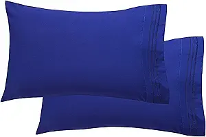 Elegant Comfort Luxury Ultra-Soft 2-Piece Pillowcase Set - 1500 Premium Hotel Quality Microfiber Double Brushed - Wrinkle Resistant, Standard/Queen, Royal Blue