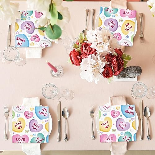 Miniatura 7 de Whaline 80 servilletas de papel para el día de San Valentín, conversación, corazón, desechables, servilletas de cóctel coloridas para vacaciones,