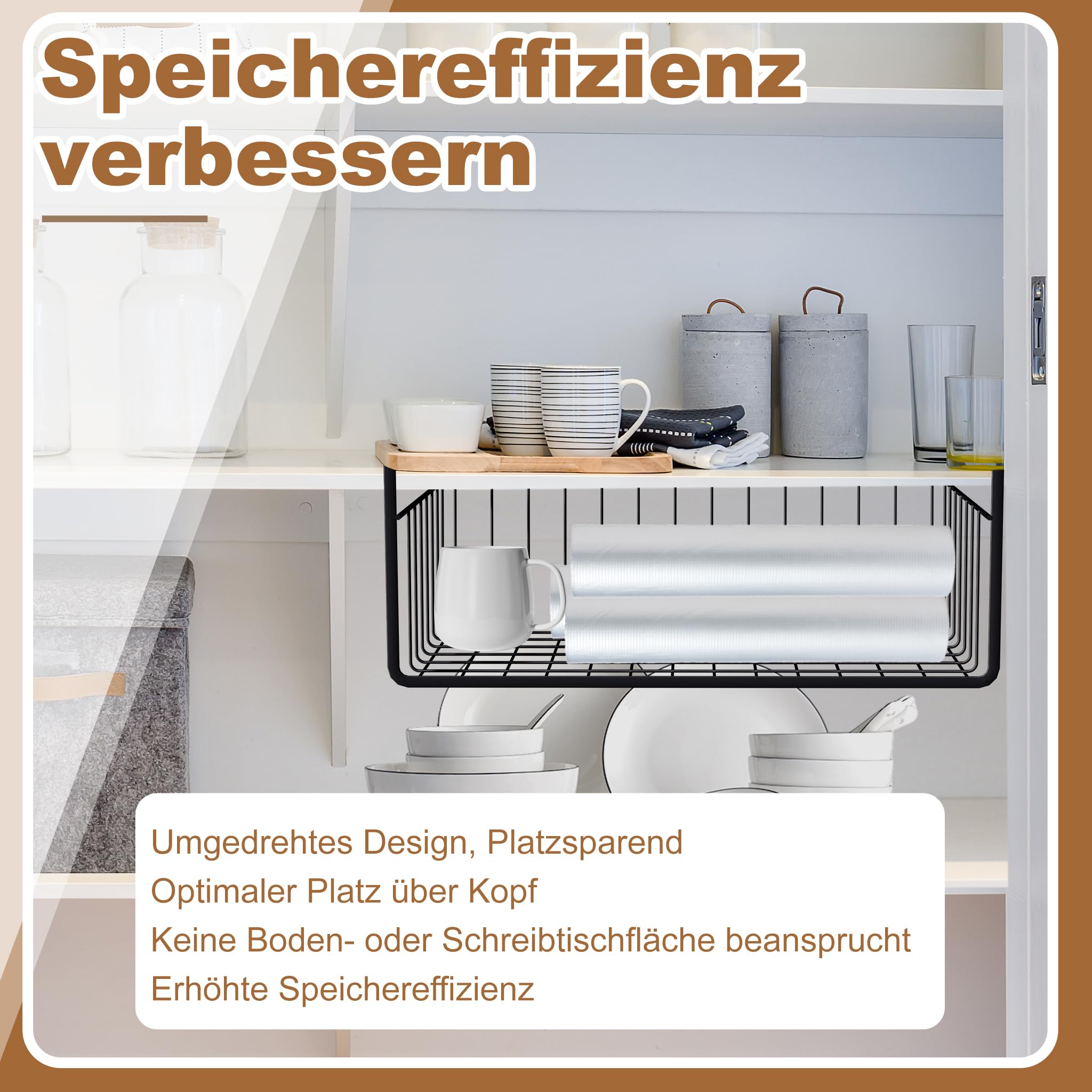 2er Set Hängekorb Unterregal Aufbewahrungskorb Metall Schwarz Korb-Organizer Regaleinhängekorb für Büro Küche Speisekammer Schrank