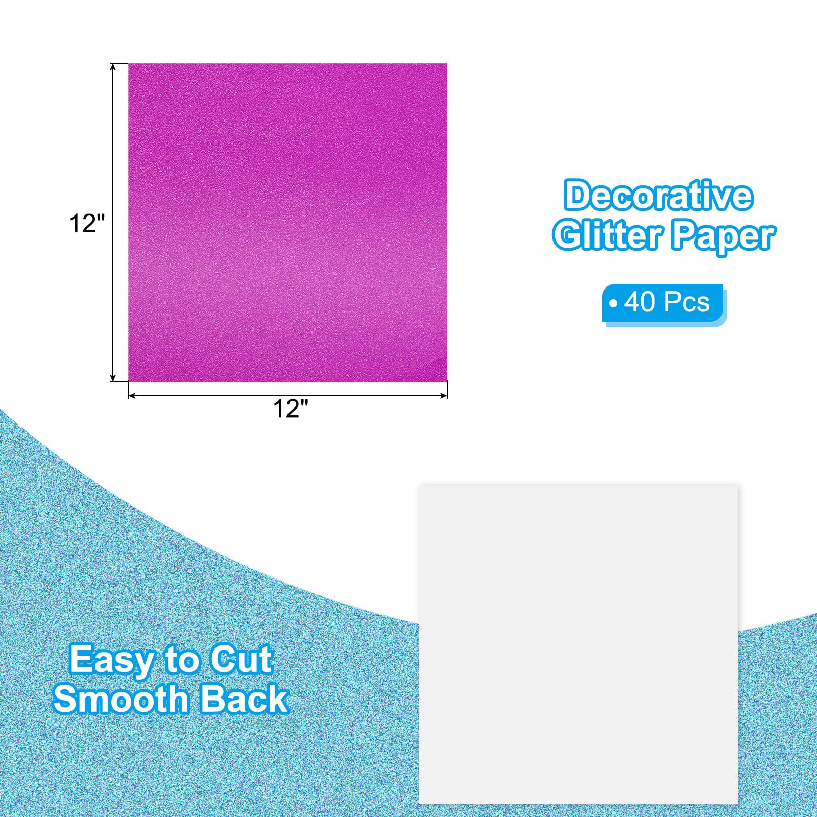 PATIKIL 40Sheets Purple Glitter Cardstock Paper - Image 2