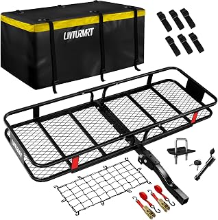 LWTURMRT 60x21x6 Hitch Cargo Carrier Basket with Waterproof Bag, Rust-Resistant Alloy Steel Rack, 500lb Capacity for SUVs & Trucks