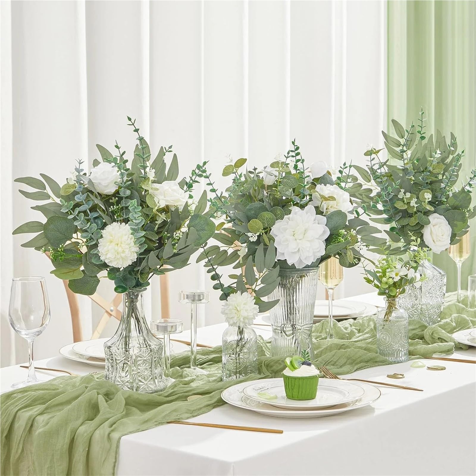 piante finte 20 pz artificiale misto foglie di eucalipto steli dollaro d'argento for bouquet fai da te composizione floreale decorazioni for la casa matrimonio per decorazione