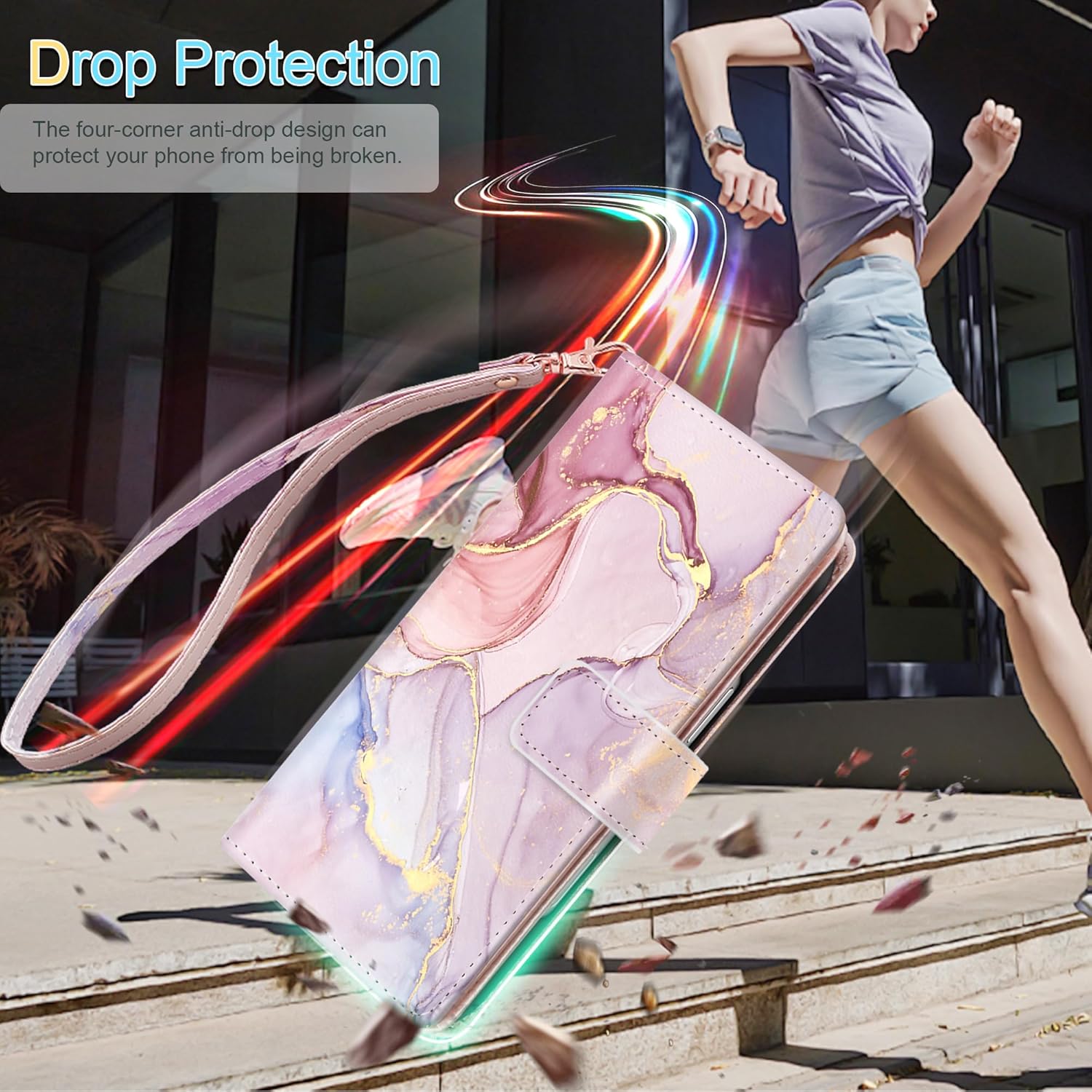 Fingic for iPhone 17 Case Wallet Case for Women Girls[with 9 Card Holders] Marble Rose Gold PU Leather with Detachable Wrist Strap Fullbody Slim Shockproof Flip Phone Case for iPhone 17,6.3 inch,2025 - Image 5