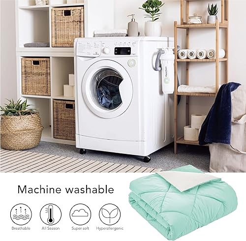 Miniatura 6 de Seward Park Solid - Colcha de microfibra de color reversible, de felpa hipoalergénica y relleno de microfibra ligera, inserto de edredón o colcha