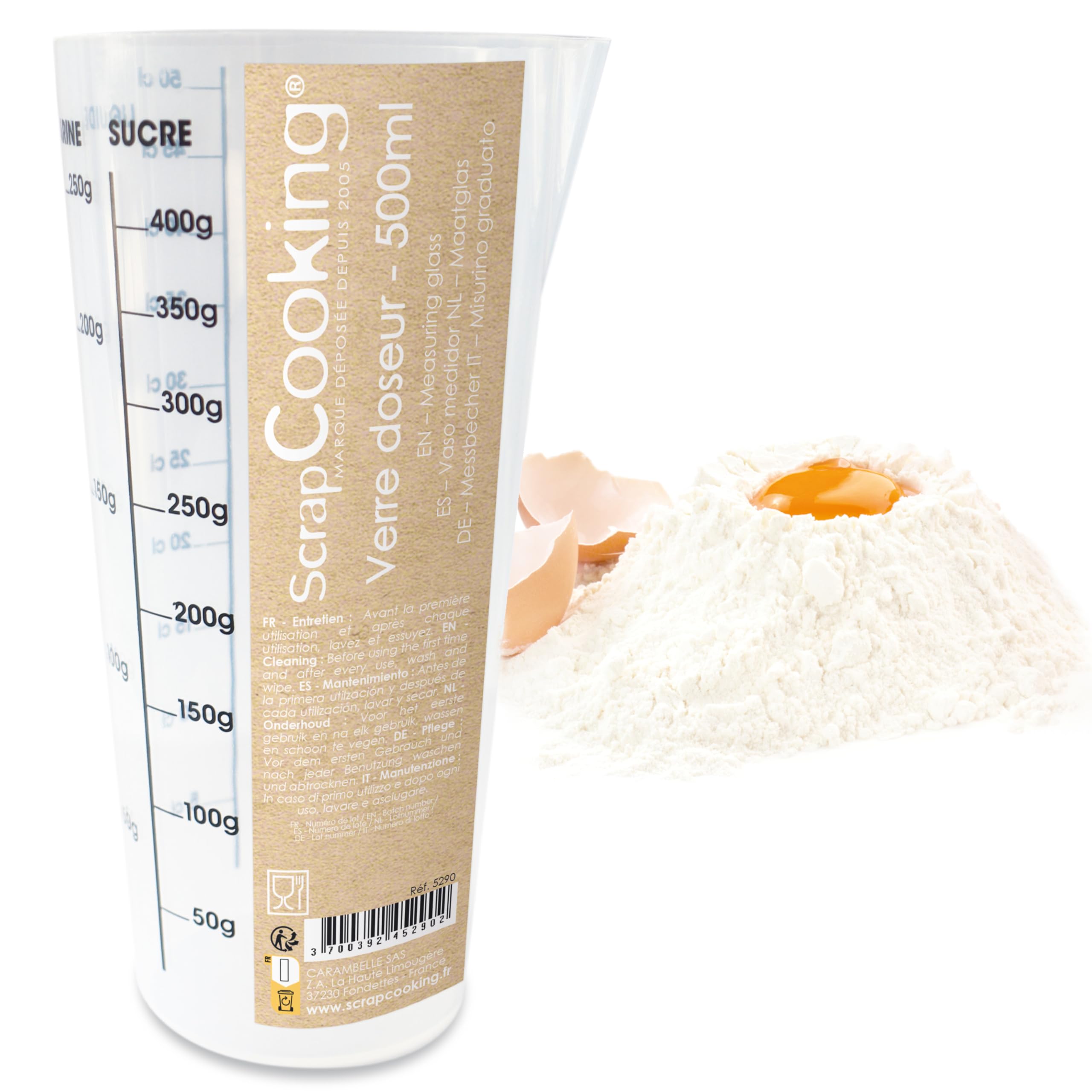 ScrapCooking 5290 - Measuring Jug 500 ml - Graduated Pastry Measuring Jug - Plastic - Transparent