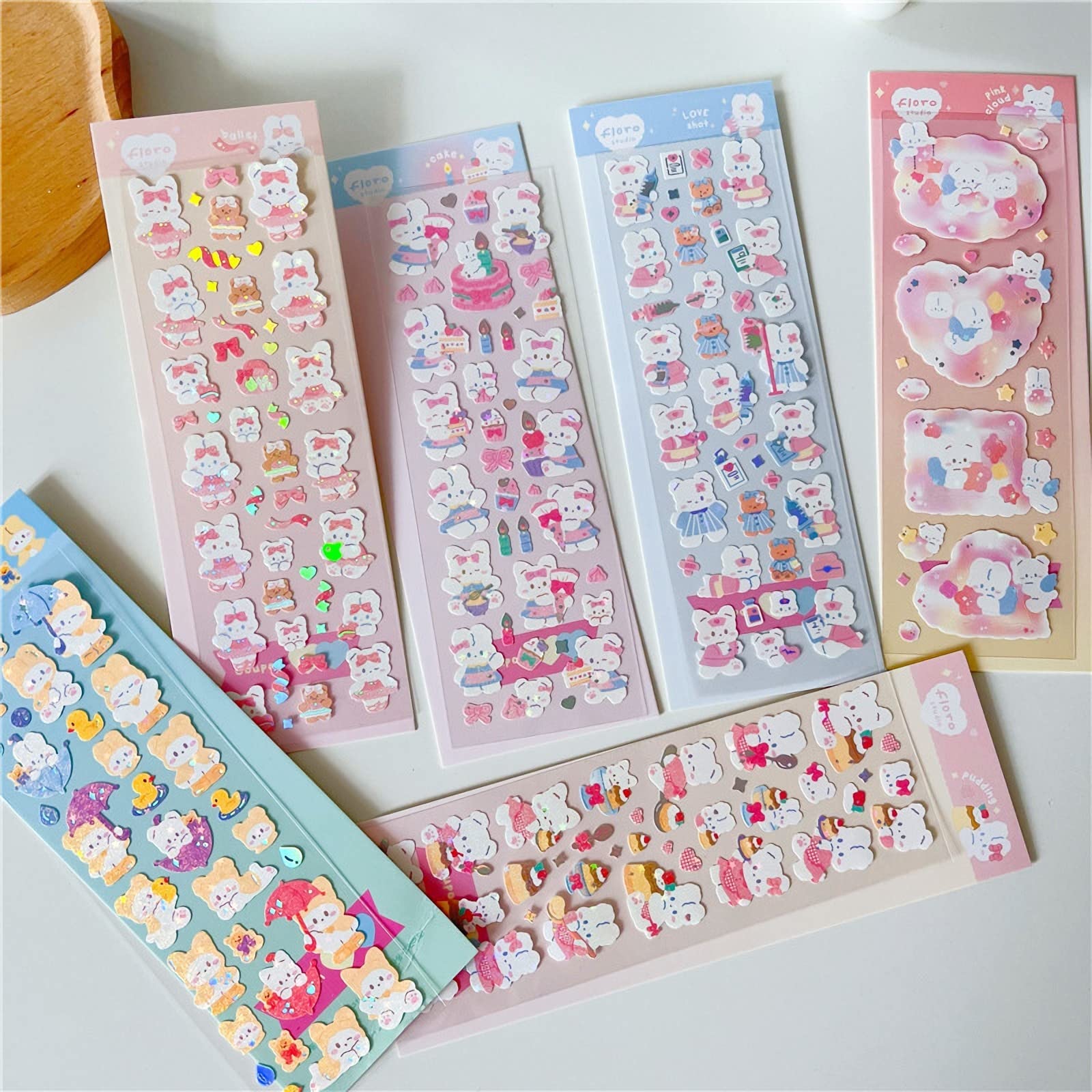 Amazon Co Jp Nannlia 6枚セット 手帳 シール かわいい 可愛い 女の子 子供 キラキラシール おしゃれ シールセット かわいい ウサギステッカーセット 文房具 オフィス用品