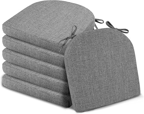 Miniatura 8 de Basic Beyond Cojines para sillas de comedor, 6 unidades, cojines de espuma viscoelástica con lazos y respaldo antideslizante, almohadillas para
