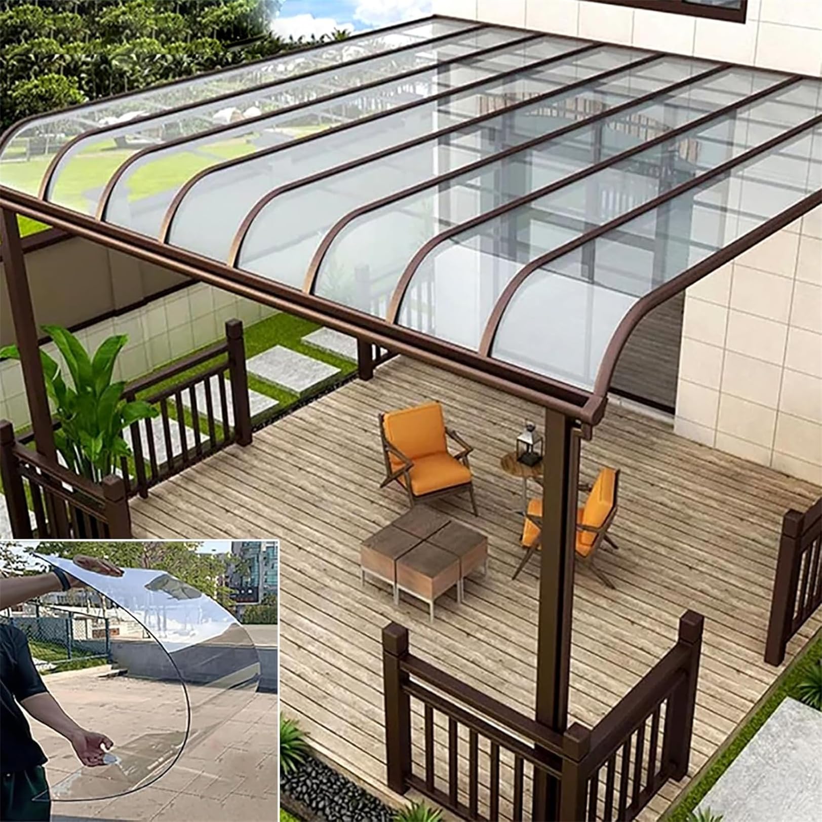 Clear Polycarbonate Sheets[Pxkmouy 1×3m clear roofing sheets] 1mm Thick roof Skylight Panels, Weather-Resistant and Transparent Greenhouse Roofing Sheets,UV Protection Rain Outdoor Awning Covers