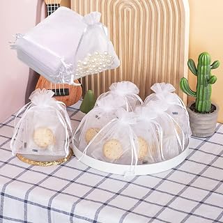 50 PCS Pink Organza Bags, 2.8×3.5 Inch Drawstring Gift Bags, Party Favor Bags for Candy, Jewelry, Christmas, Festival and Small Presents